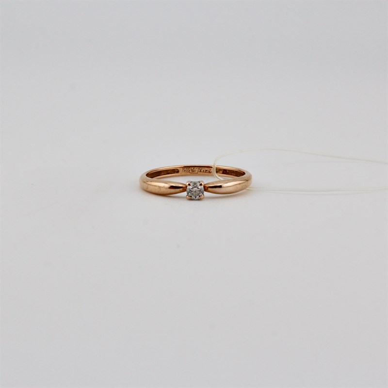 Кольцо золотое, с бриллиантами, 1,7 гр., 17-размер - фото 53573