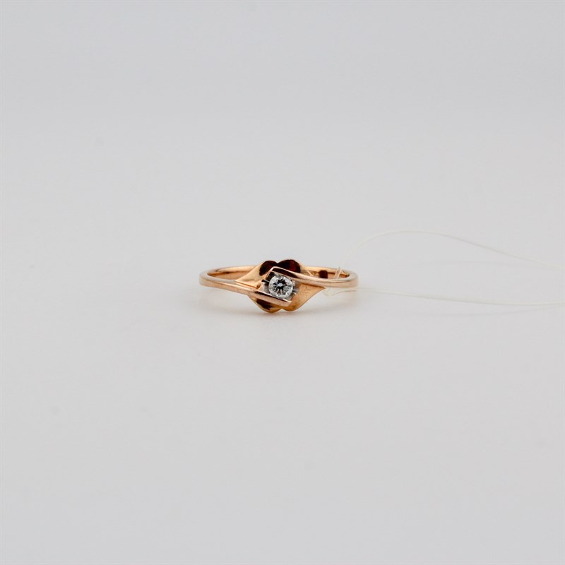 Кольцо золотое, с бриллиантами, 1,89 гр., 17,5-размер - фото 53583