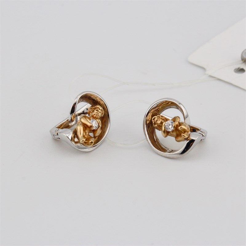 Серьги золотые, с бриллиантами, 6,17 гр. - фото 53652