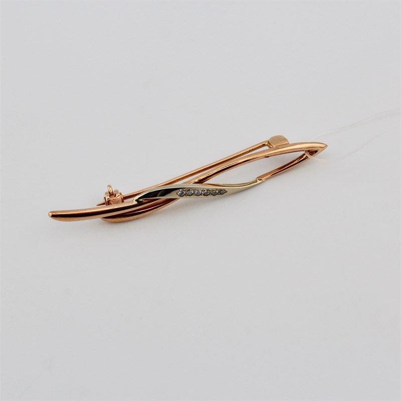 Брошь золотая, с бриллиантами, 3,91 гр. - фото 53660