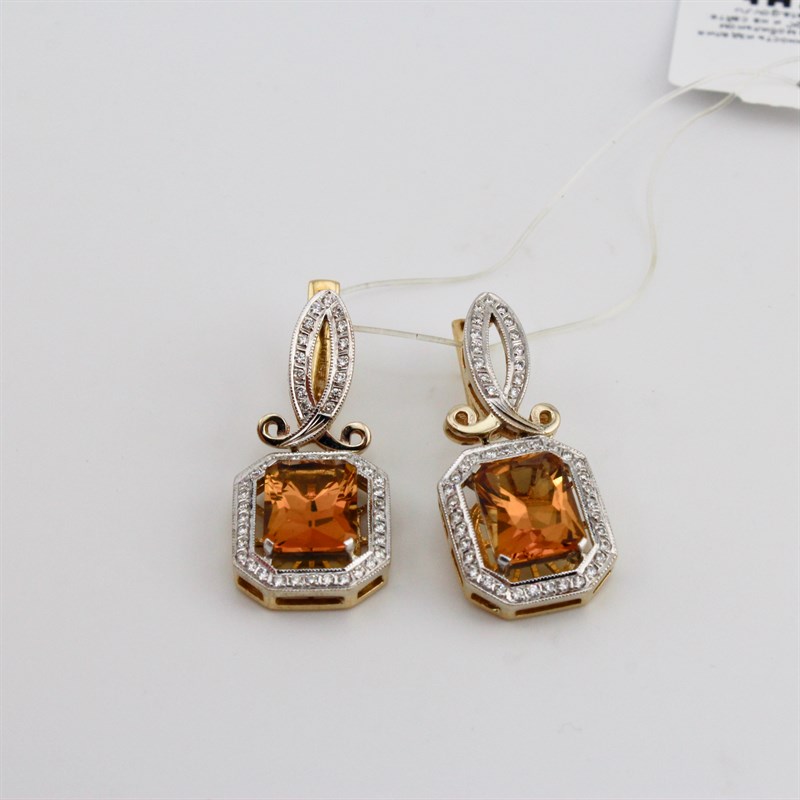 Серьги золотые, с бриллиантами, 11,19 гр. - фото 54180