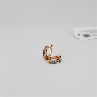 Серьги золотые, с бриллиантами, 3,08 гр.