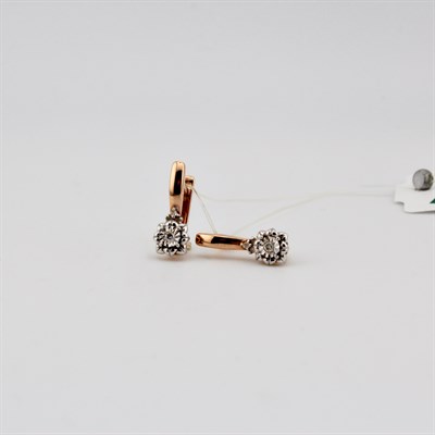 Серьги золотые, с бриллиантами, 2,94 гр.
